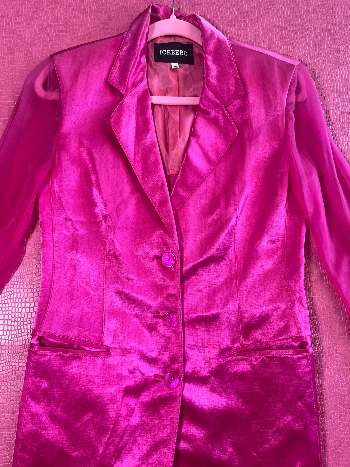 Vintage 80s "Iceberg" Pink Blazer Jacket Dress - Best Fits Size XS-S