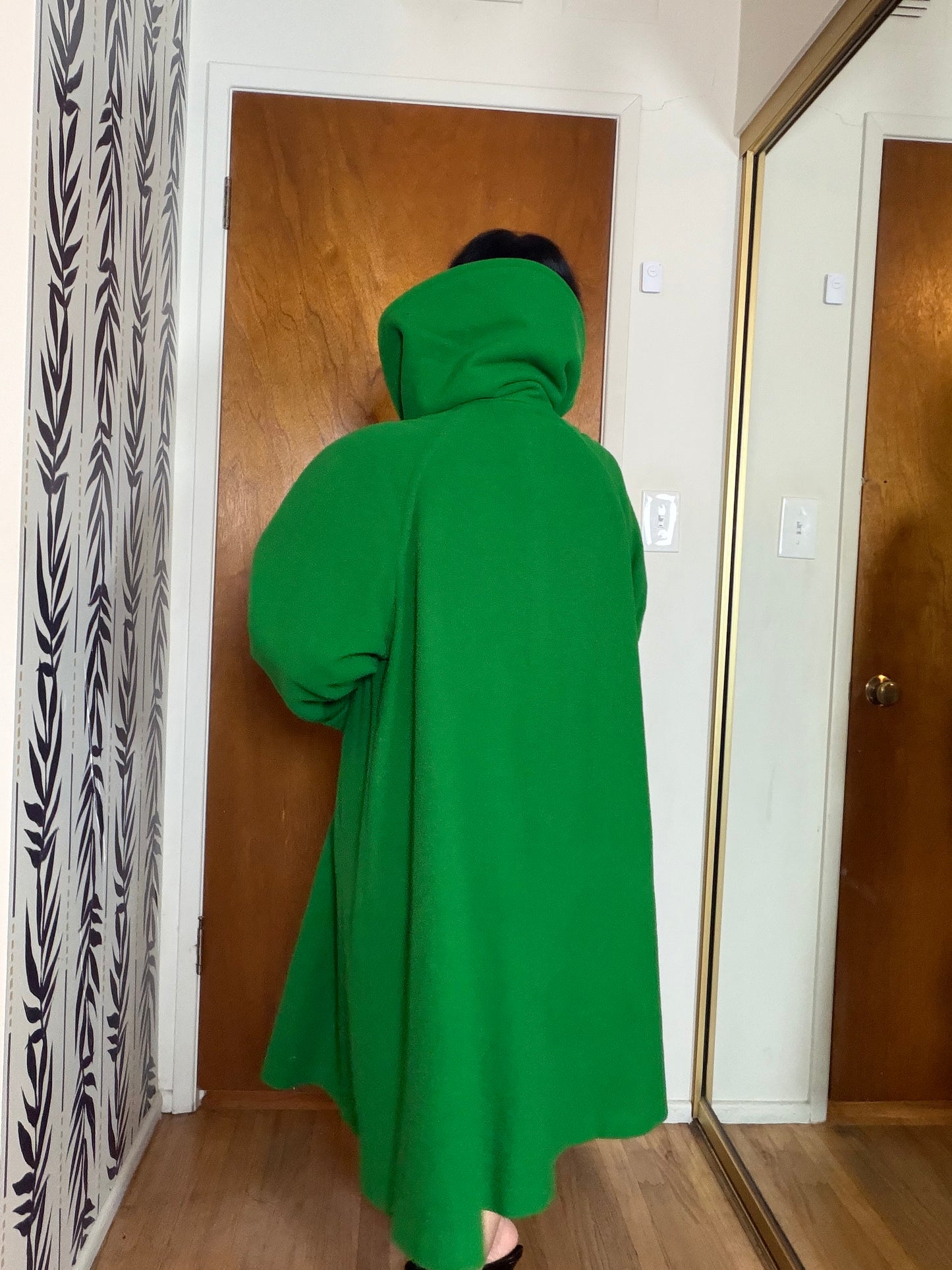 Vintage 80s does 50s Kelley Green Swing Coat by Linda Richards Fits Most Sizes