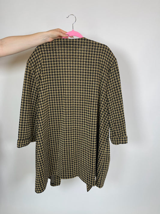 Vintage 80s "Special Thyme Ltd." Gold & Black Houndstooth Jacket - Fits Most Sizes