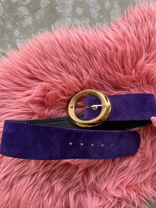 Vintage 80s "St. John" Purple Suede Statement Belt One Size Fits Most