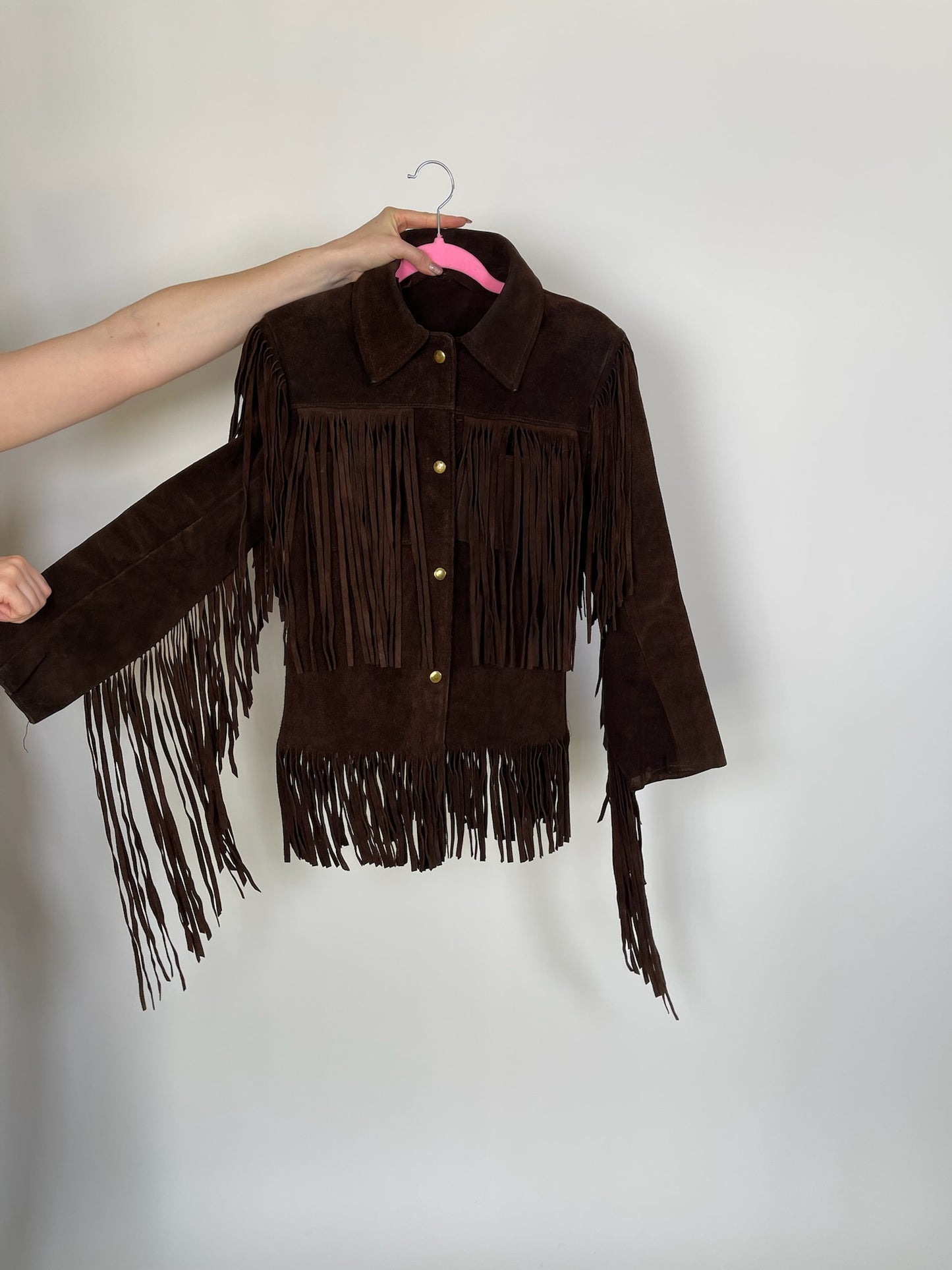 Vintage 60s 70s Dark Brown Suede Fringe Leather Jacket - Best Size XS-S