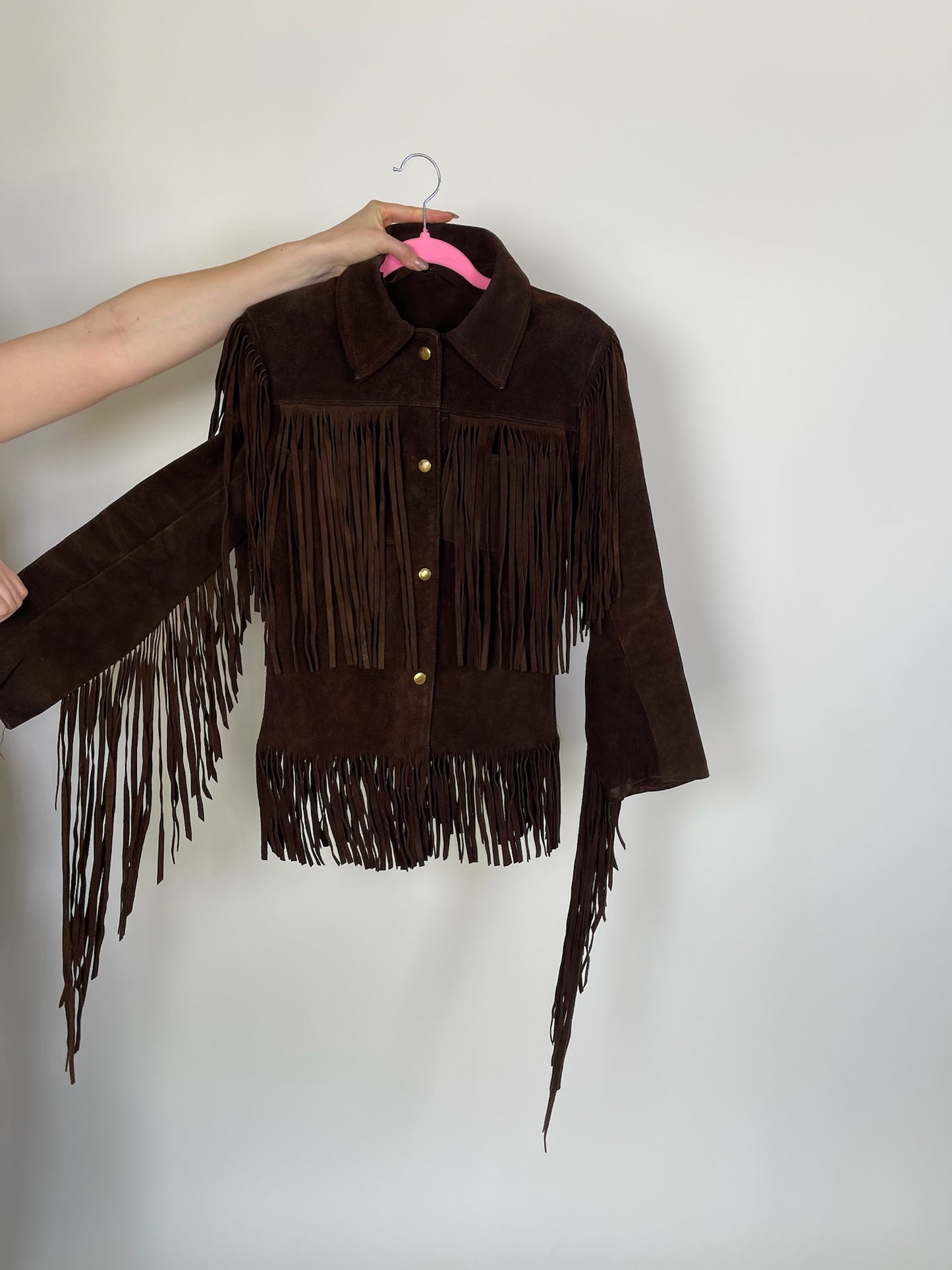 Vintage 60s 70s Dark Brown Suede Fringe Leather Jacket - Best Size XS-S