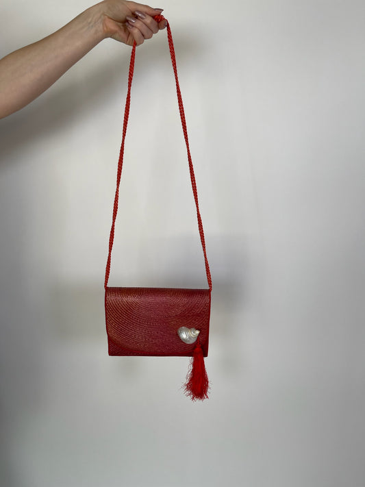 Vintage 80s 90s Red Accordion Bag