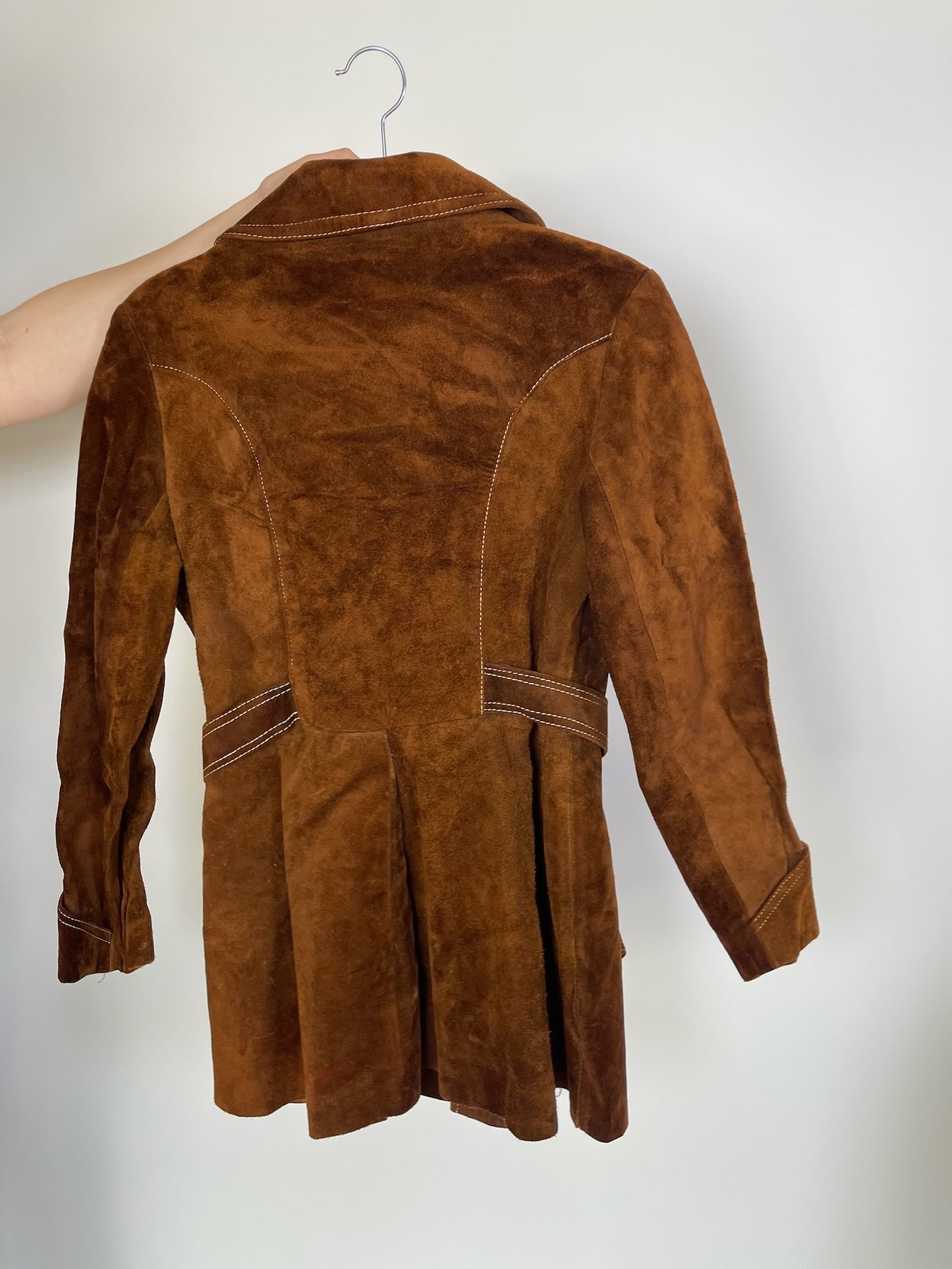 Vintage 60s 70s Brown Suede Leather Jacket - Best Fits Size XS-S