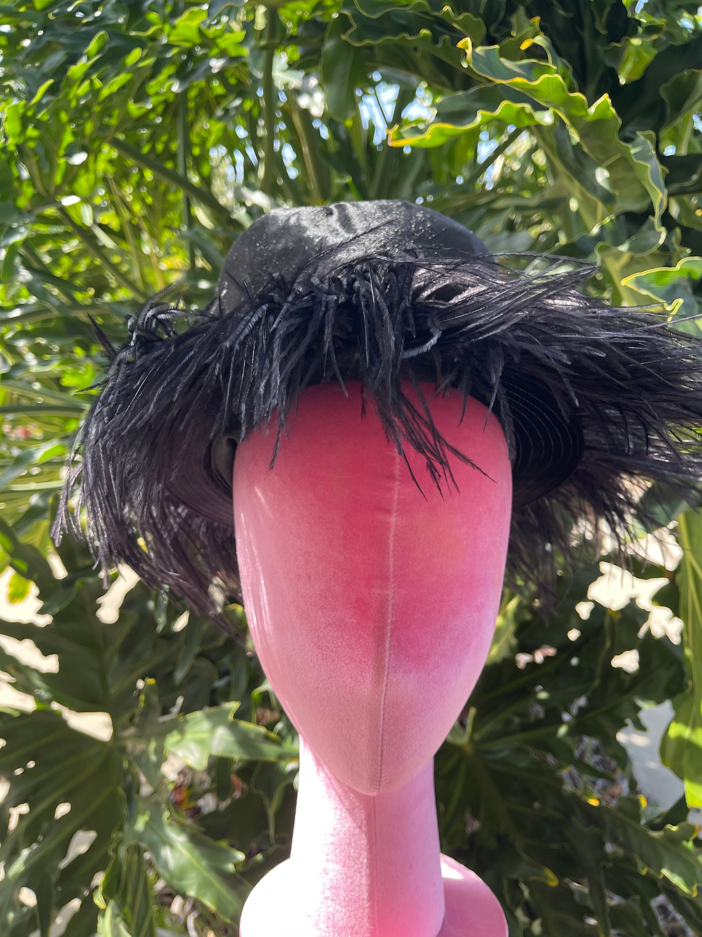 60s Black Ostrich Original Henry Margu Creations Velvet Feather Hat