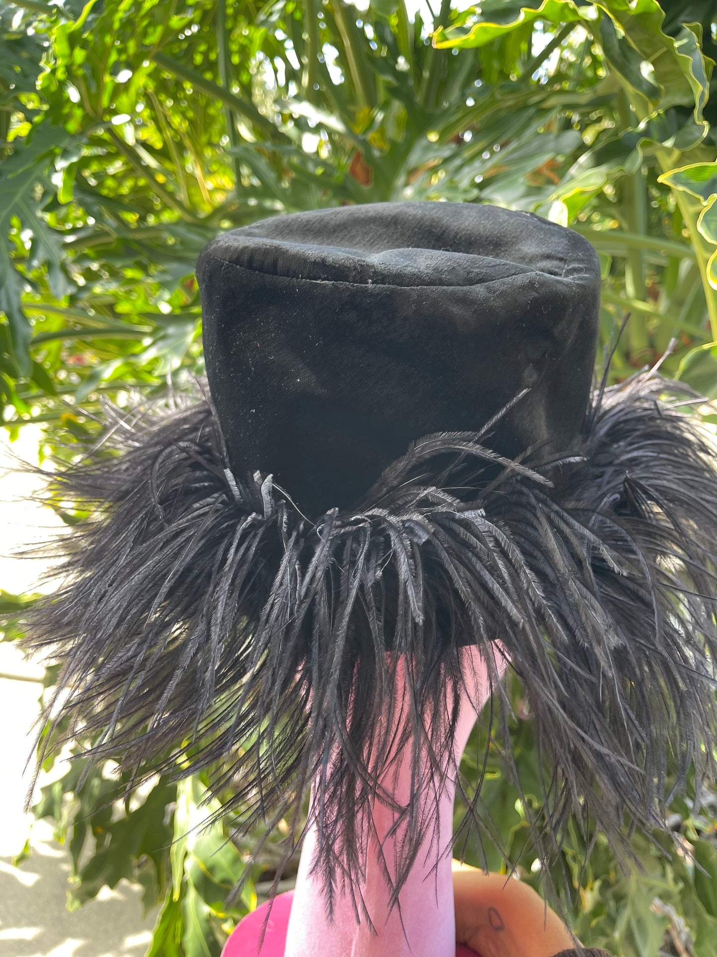 60s Black Ostrich Original Henry Margu Creations Velvet Feather Hat