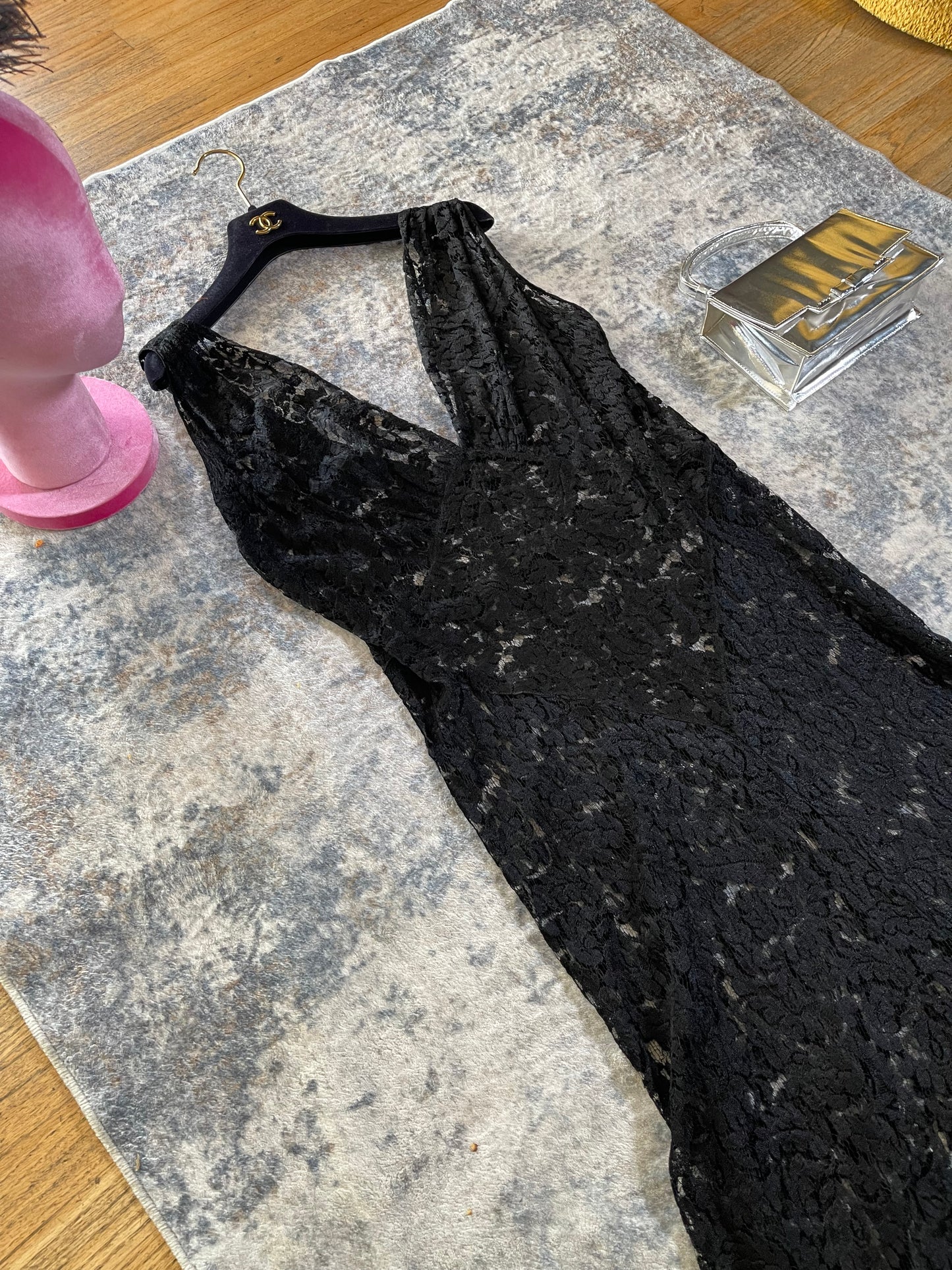 RARE 20s 30s Black Lace Sheer Gown Bolero Jacket Fits XS-M