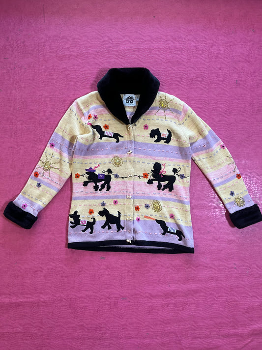 Vintage 90s "Story Book Knits" Stylish Pups Cardigan - Fits Most Sizes