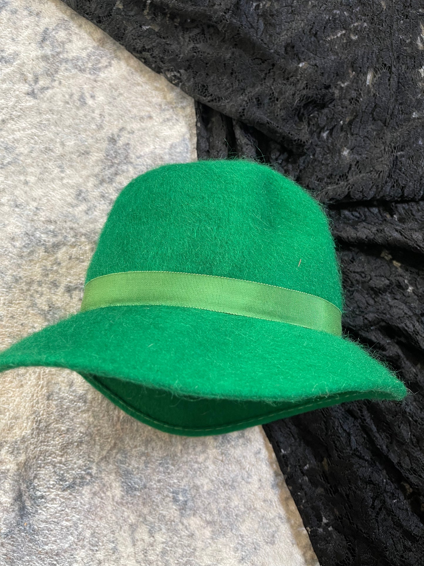 60s Green Wool Buckle Accent Hat