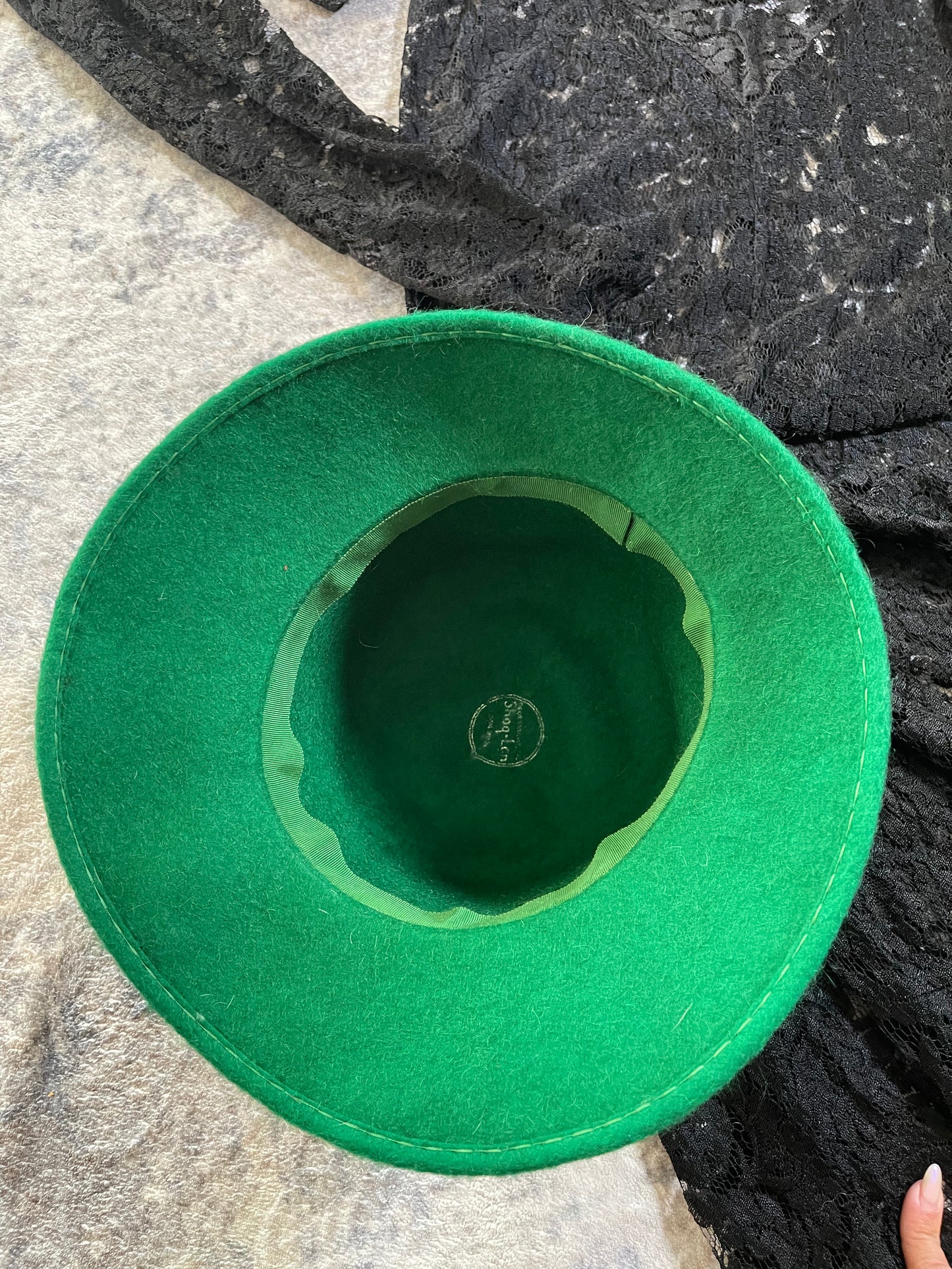 60s Green Wool Buckle Accent Hat