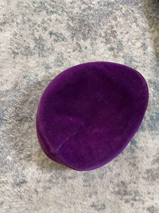 40s Purple Velvet Capulet Hat Fits Most Sizes