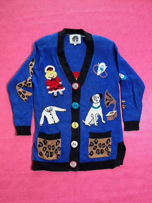Vintage 90s "Story Book Knits" Lady Chillin Out Cardigan - Fits Most Sizes
