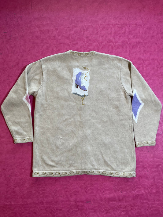 Vintage 90s "Story Book Knits" Cinderella's Passion Cardigan - Fits Most Sizes