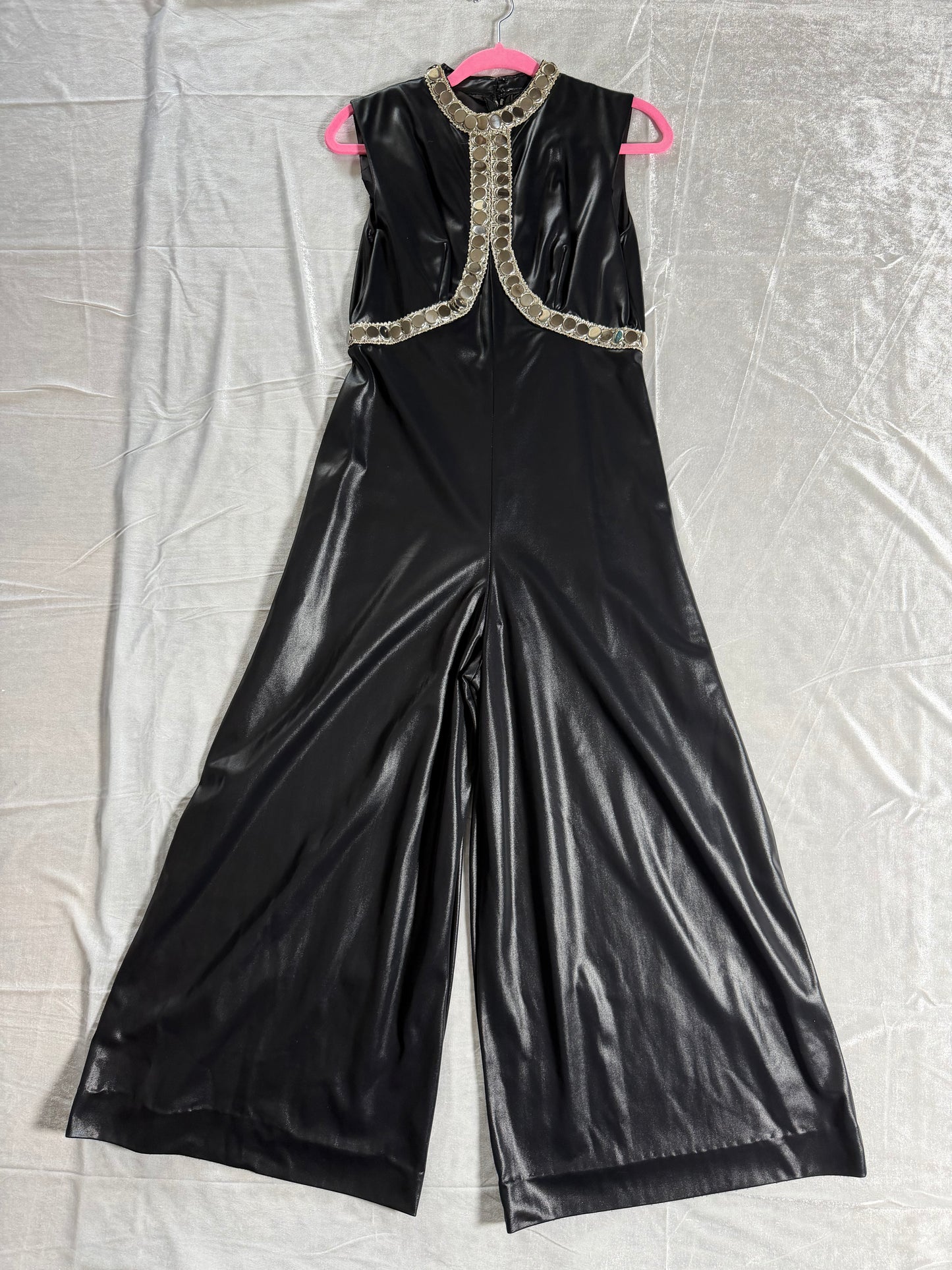 Vintage 60s Iconic Wet-look SpaceAge Jumpsuit Fits XS-M