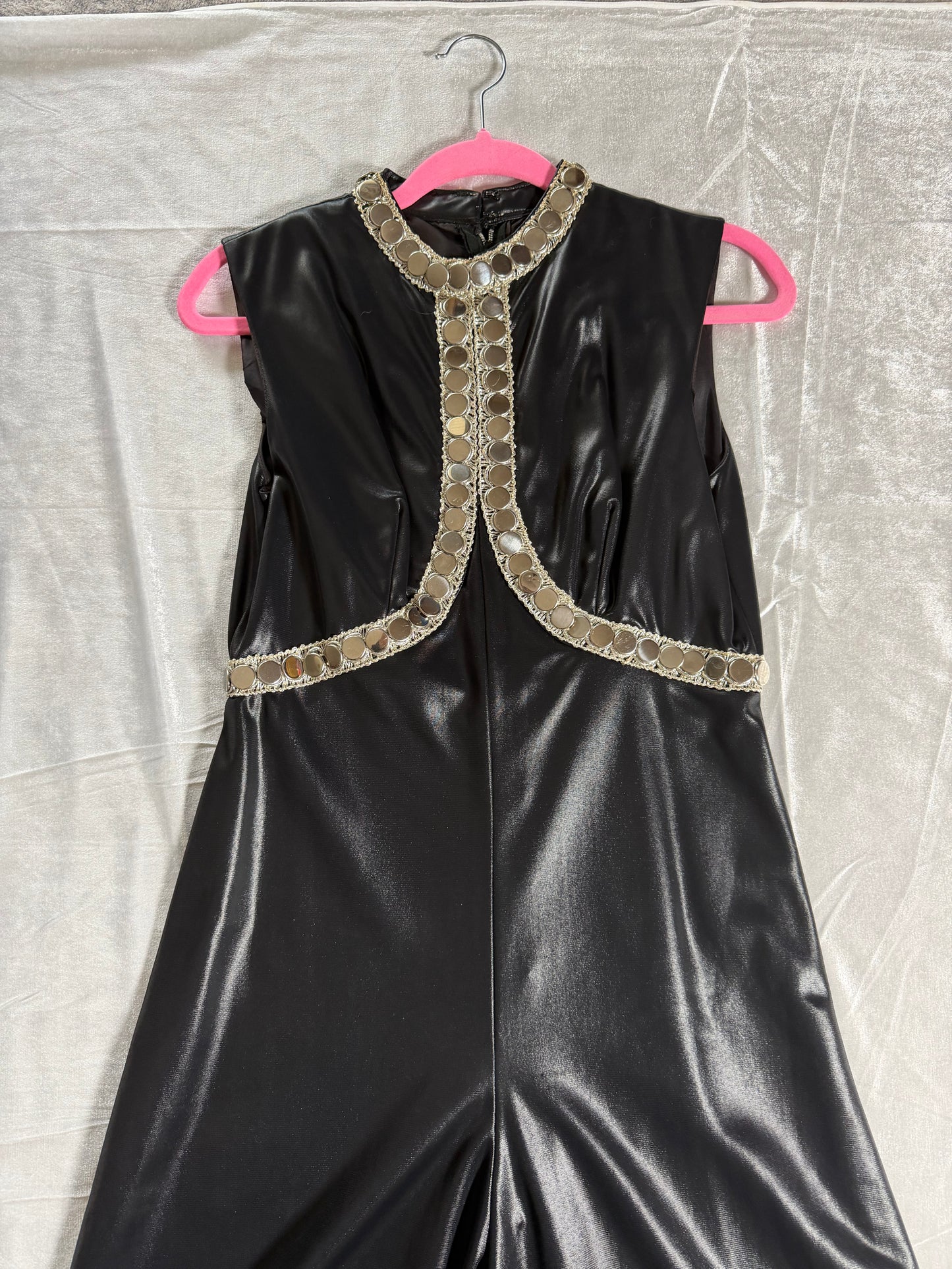 Vintage 60s Iconic Wet-look SpaceAge Jumpsuit Fits XS-M