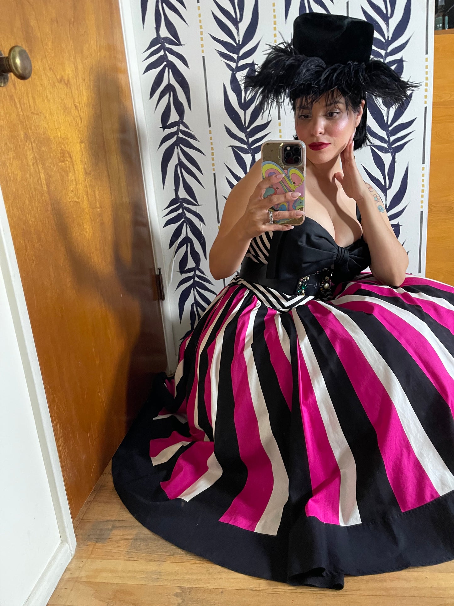 60s Black Ostrich Original Henry Margu Creations Velvet Feather Hat