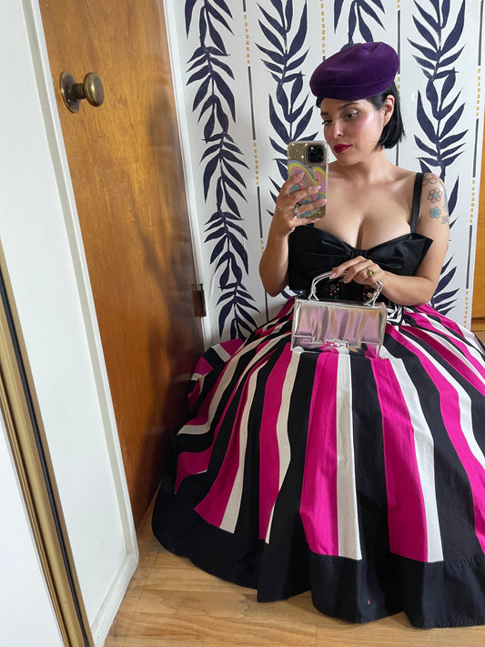 40s Purple Velvet Capulet Hat Fits Most Sizes