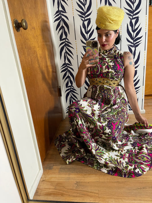 Aldenaire 50s/60s Pillow Box Mesh Net Yellow Hat