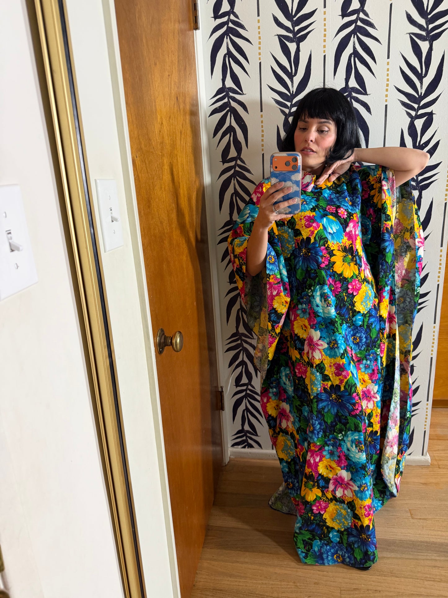 Vintage 60s Hilo Hattie Fashions Hawaii Caftan Dress Fits S-L