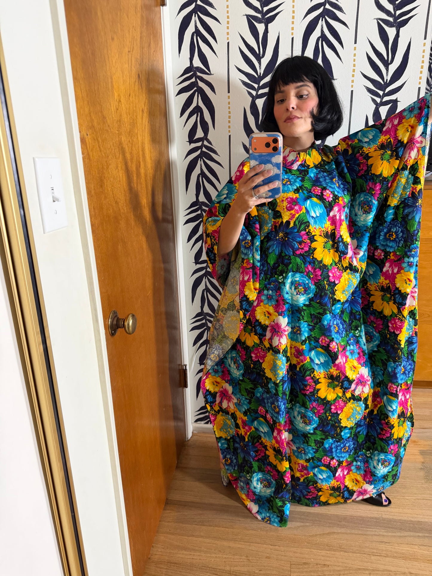 Vintage 60s Hilo Hattie Fashions Hawaii Caftan Dress Fits S-L