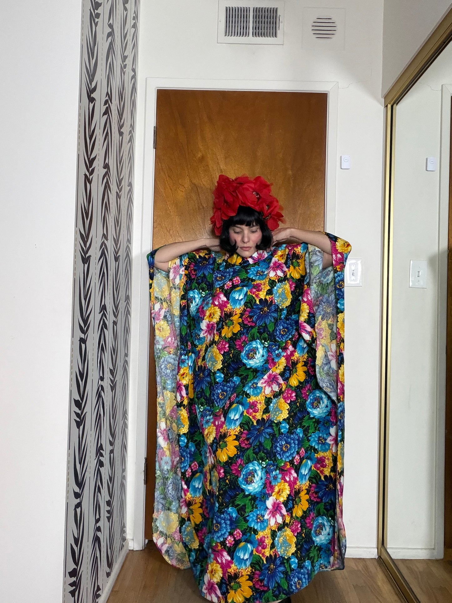 Vintage 60s Hilo Hattie Fashions Hawaii Caftan Dress Fits S-L