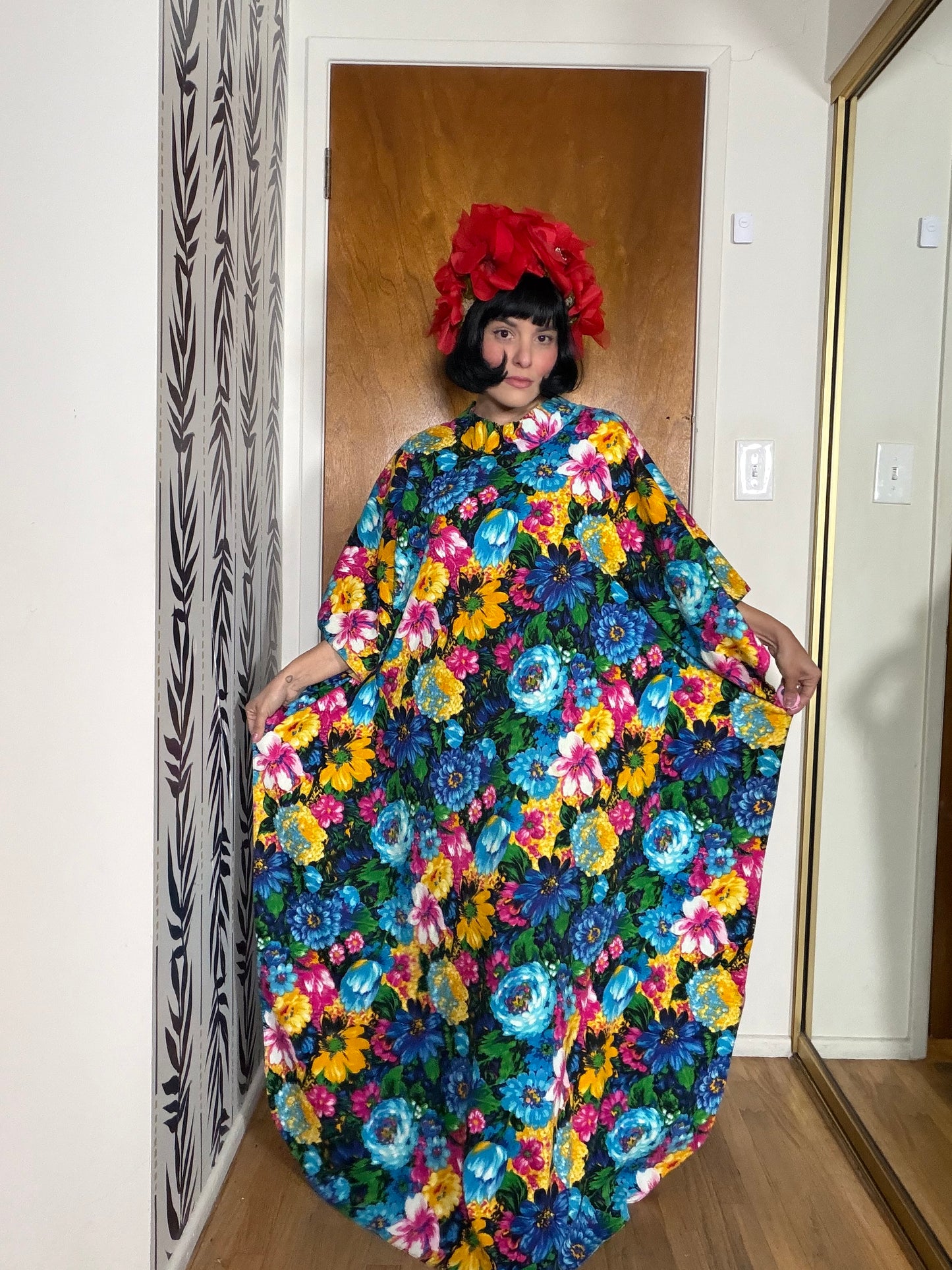 Vintage 60s Hilo Hattie Fashions Hawaii Caftan Dress Fits S-L