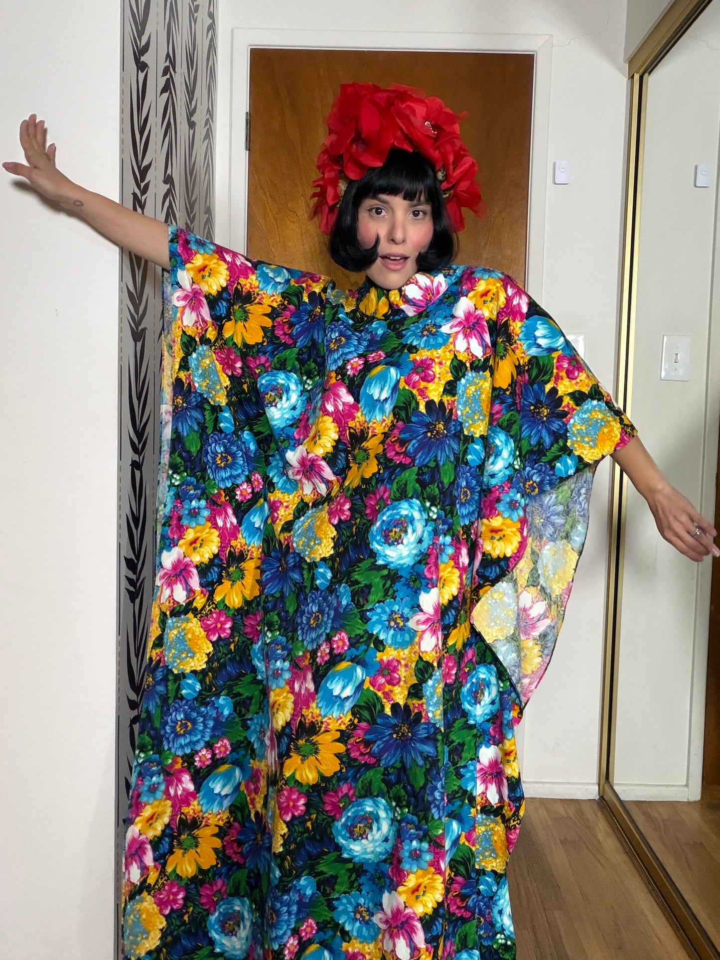 Vintage 60s Hilo Hattie Fashions Hawaii Caftan Dress Fits S-L