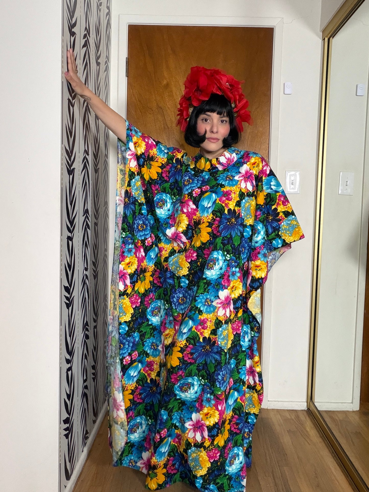 Vintage 60s Hilo Hattie Fashions Hawaii Caftan Dress Fits S-L