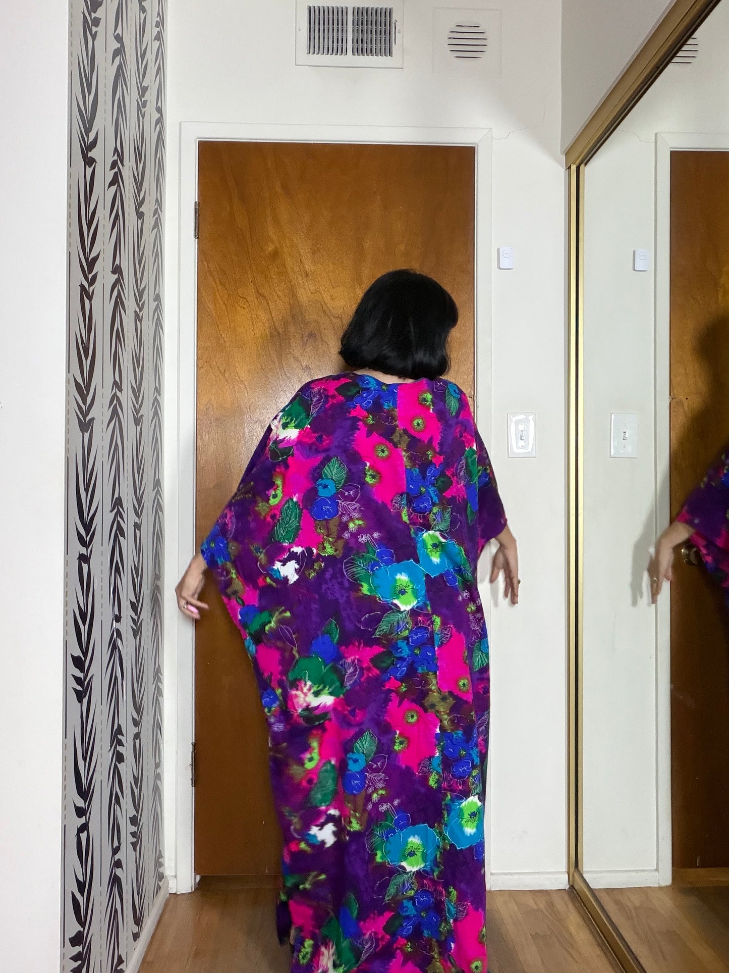 Vintage 60s Neon Psychedelic Hawaii Caftan Hawaii Dress Fits Most Sizes