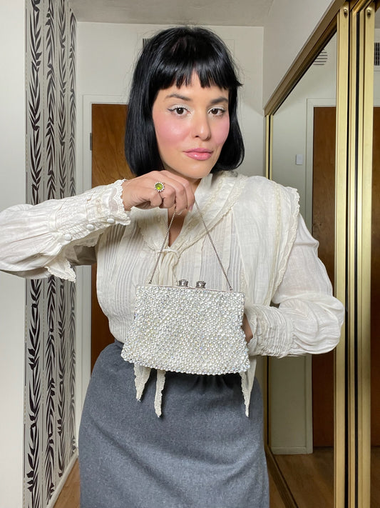 Vintage 50s Rhinestone Purse With Chain Handle