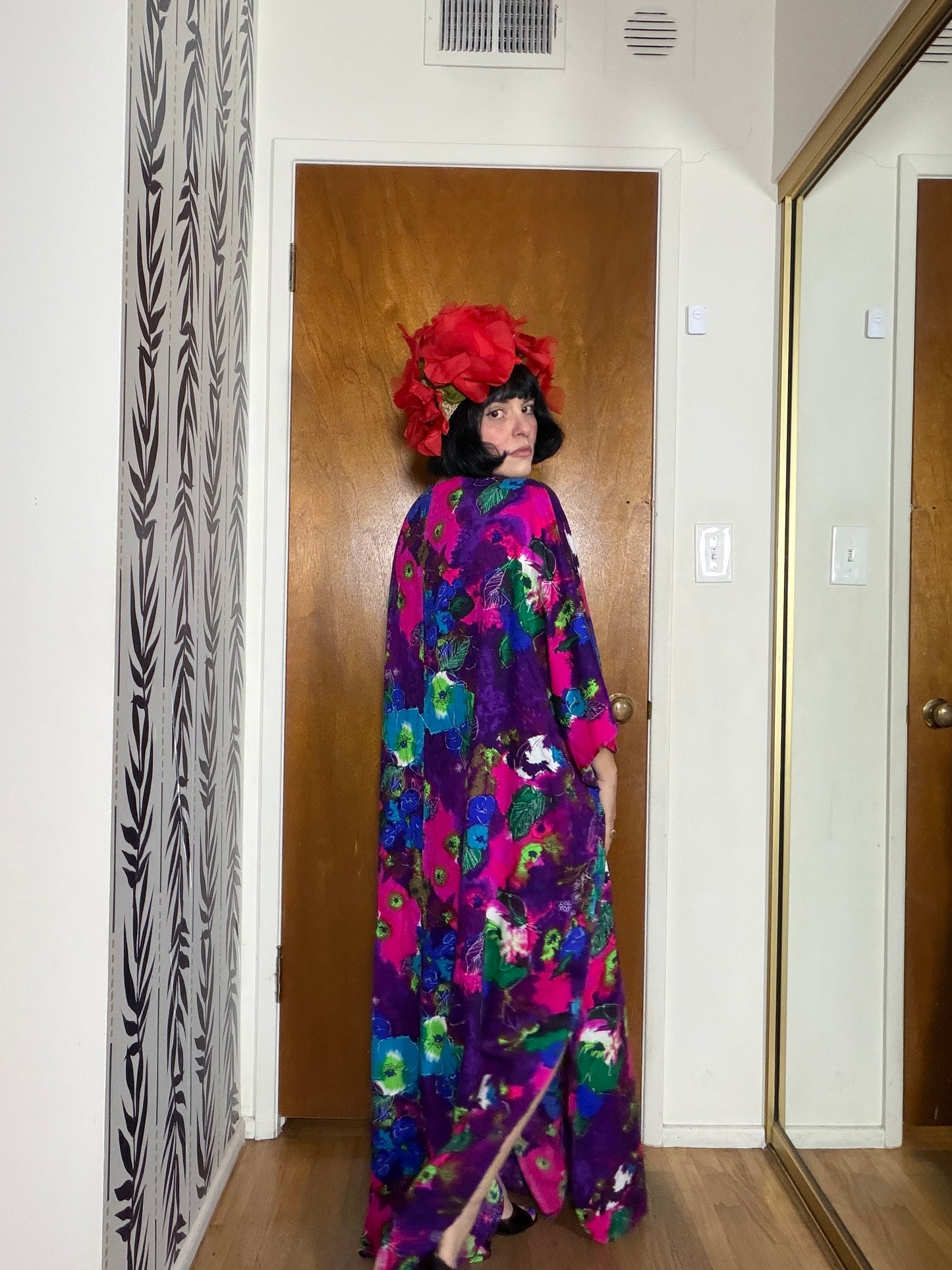 Vintage 60s Neon Psychedelic Hawaii Caftan Hawaii Dress Fits Most Sizes