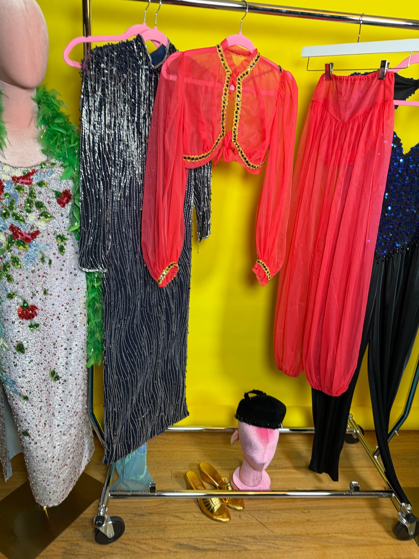 Vintage 60s Hot Fuschia Genie Pant Set by Silhouettes of California Fits XS-SM