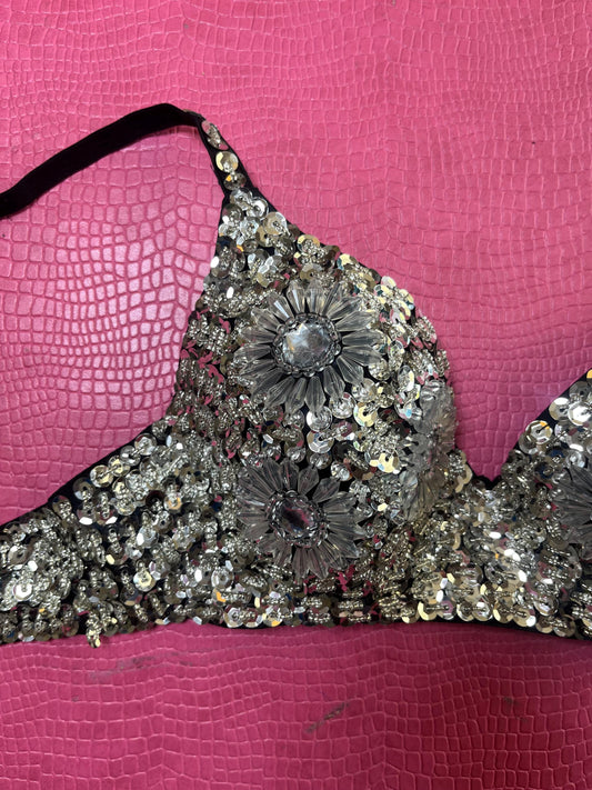 Vintage 80s 90s Beaded Bra - Best Fits 32A-32B