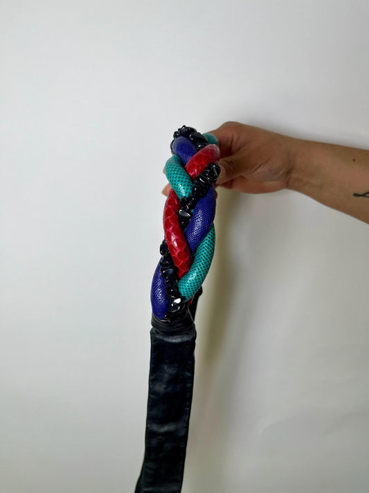 Vintage 80s Leather Braided Headband