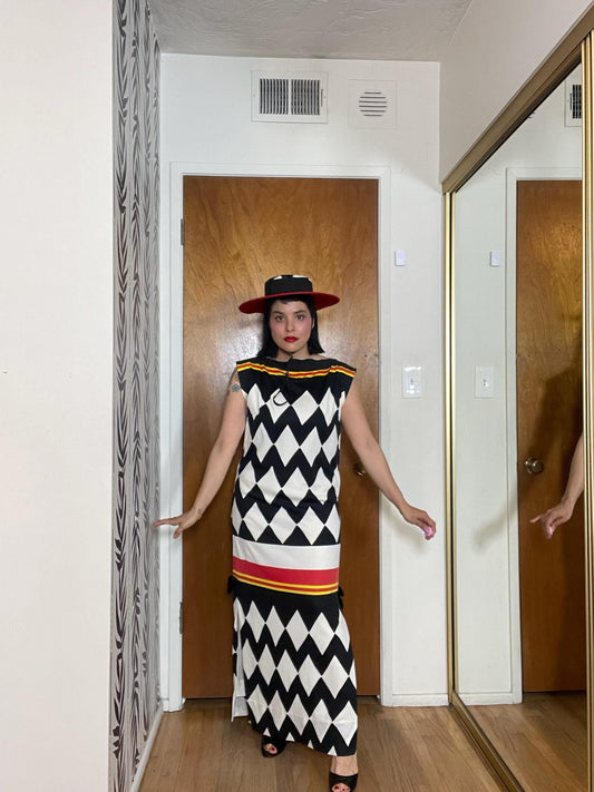 Vintage 70s 80s Jester-esque Maxi Dress - Best Fits Size M-L