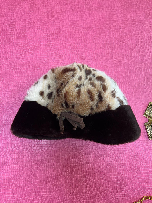 Vintage 90s Faux Fur Cheetah Hat