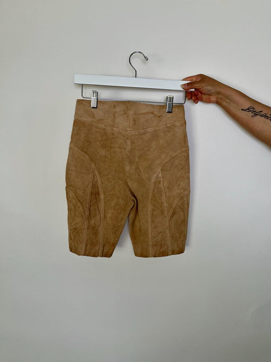 Vintage 70s 80s Suede Leather Biker Shorts - Best Fits Size XS-S