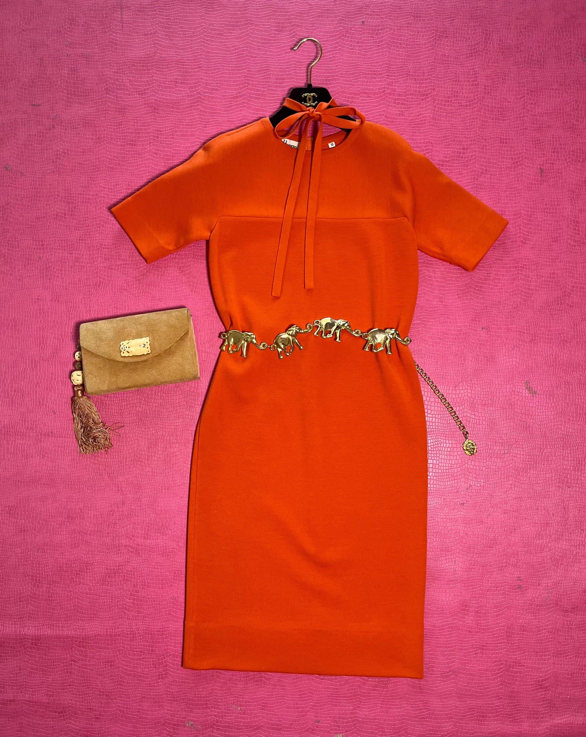 Vintage 60s "Goldworm" Orange Wool Knit Dress - Best Fits Size XS-M, Possibly L