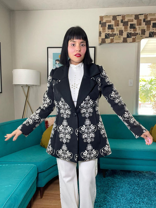Vintage 60s 70s "Lilli Ann" Black & White Blazer Jacket - Fits Most Sizes