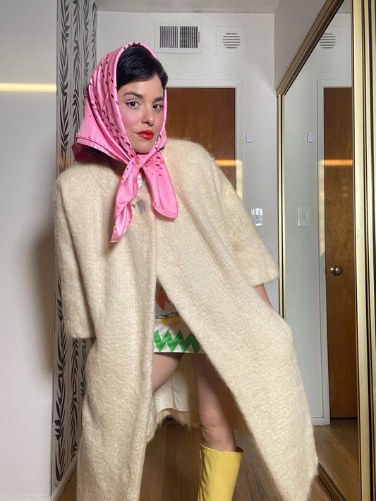 Vintage 60s "Adele California" Mohair Creme Colored Coat