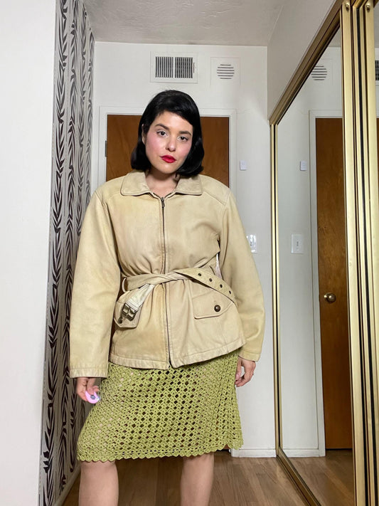 Vintage 80s 90s Buttery Leather Creme Distressed Jacket - Best Fits Up to Size L