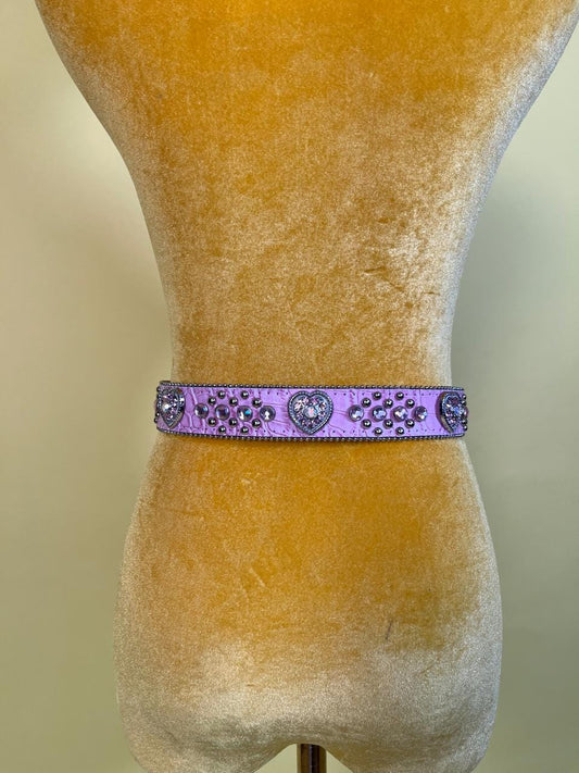 Vintage 90s Pink Heart Bedazzled Belt