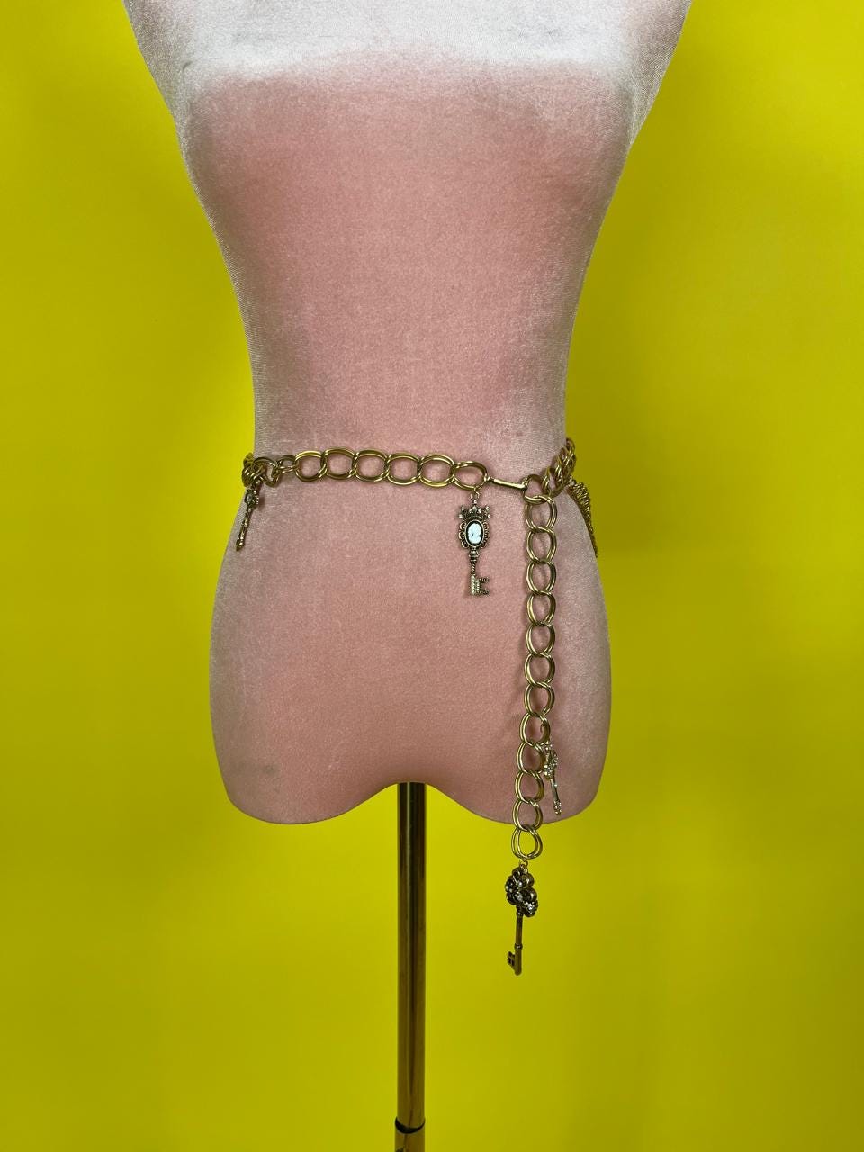 Vintage 80s Reworked Keys and Crosses Chain Belt - Best Fits Size XS-S
