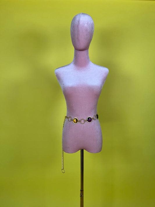 Vintage 80s Gem Medallion Belt - Best Fits Size XS-M, Possibly L