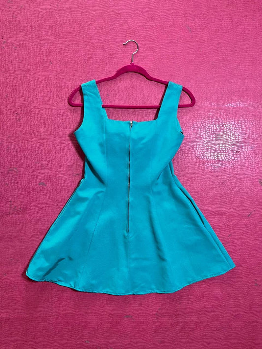 Vintage 60s "Bonnie-Lee Juniors" Blue Bow Dress - Fits Size XS