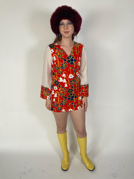 Vintage 60s "Baba Kea Honolulu" Made In Hawaii Mini Dress - Fits Size XS-S