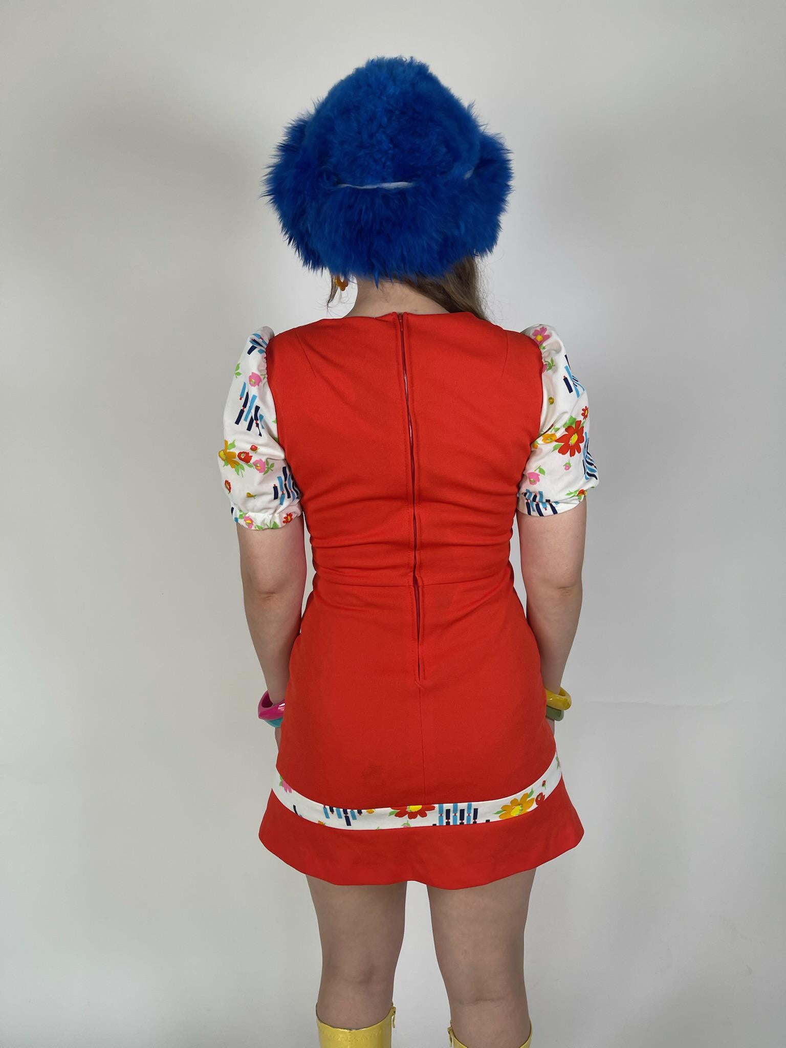 Vintage 60s 70s "Delden" Red Mini Dress - Fits Size XS-S
