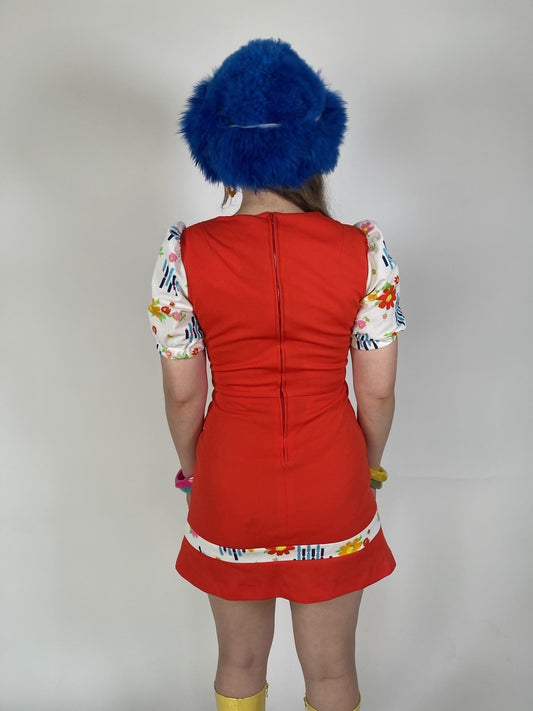 Vintage 60s 70s "Delden" Red Mini Dress - Fits Size XS-S