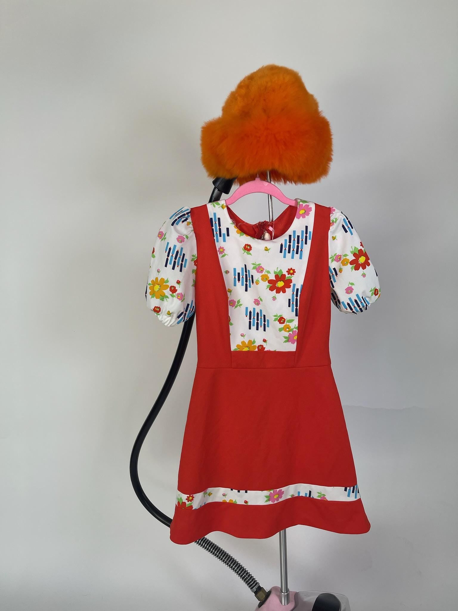 Vintage 60s 70s "Delden" Red Mini Dress - Fits Size XS-S