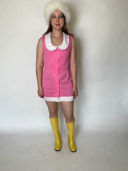 Vintage 60s "Randy Fuentes Manila" Pink Peter Pan Collar Dress - Fits Size XS-S